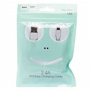 Кабель USB - micro USB Hoco X13 Easy  100см 2,4A (white)