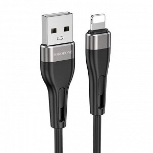 Кабель USB - Apple lightning Borofone BX46 Rush silicone  100см 2,4A (black)
