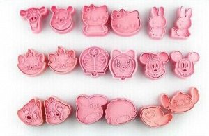 Набор формочек для приготовления печенья (18шт) "Любимые герои", цвет розовый