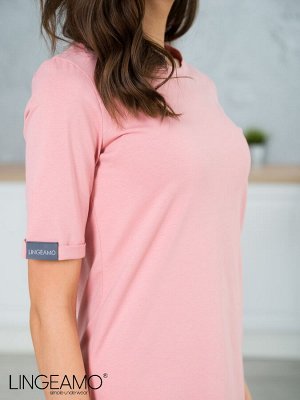 Трикотажное женское удлиненное платье-футболка пудрово-розовое ВП-08 (102)