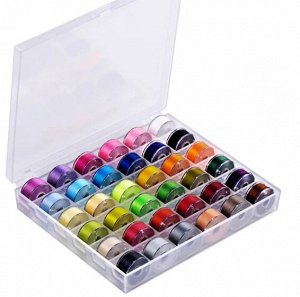Набор шпулек в контейнере для швейной машинки с цветными нитками 36 цветов