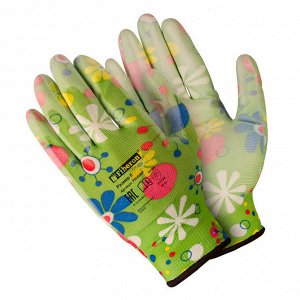 PR-PU054 Перчатки «Для садовых работ», полиэстеровые, полиуретановое покрытие, разноцветные, микс цветов, Fiberon, 8(М)