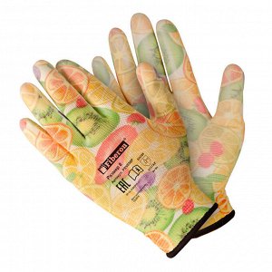 PR-PU054 Перчатки «Для садовых работ», полиэстеровые, полиуретановое покрытие, разноцветные, микс цветов, Fiberon, 8(М)