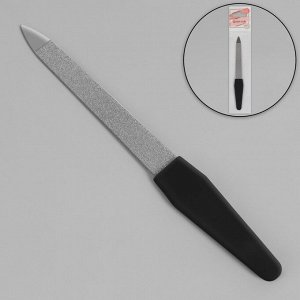 Пилка металлическая для ногтей, прорезиненная ручка, 12 см, цвет чёрный