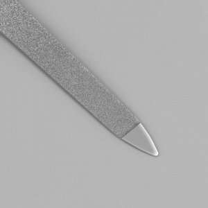 Пилка металлическая для ногтей, прорезиненная ручка, 12 см, цвет серебристый/чёрный