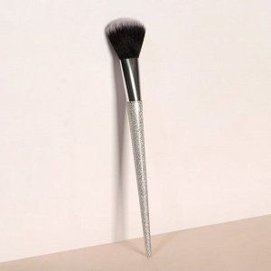 Кисть для макияжа «SHINE», 20 см, PVC-чехол, цвет серебряный