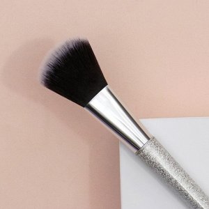 Кисть для макияжа «SHINE», 20 см, цвет серебряный