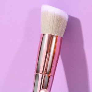 Кисть для макияжа большая скошенная розовое золото 19 х 4,5 см