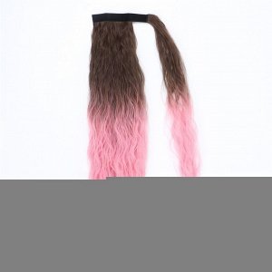 Queen fair Хвост накладной, волнистый волос, на резинке, 60 см, 100 гр, цвет розовый/каштановый(#SHT12C/SHT311)