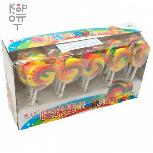 Леденцы на палочке радужные Weiweijia Rainbow Lollipops Блок(30шт.*30гр.)