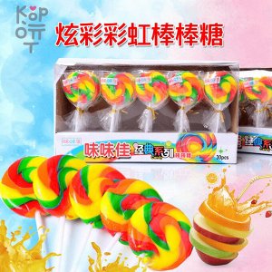 Леденцы на палочке радужные Weiweijia Rainbow Lollipops Блок(30шт.*30гр.)