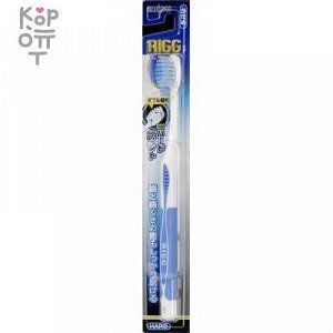 EBISU Зубная щетка с комбинированным прямым срезом ворса и прорезиненной ручкой. Жёсткая