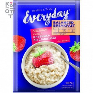 Каша овсяная Balanced Breakfast Клубника со сливками, Everyday, 40г