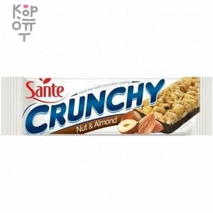 Батончик мюсли с орехами и миндалём в шоколадеCrunchy, Sante 40г