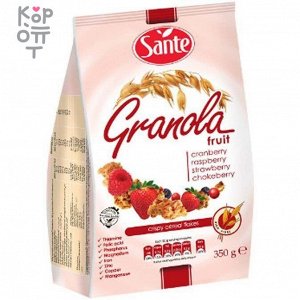 Злаковые хлопья с клюквой, малиной и клубникой, Granola Sante 350г