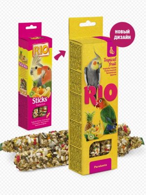 RIO Sticks палочки для средних попугаев с тропическими фруктами 2*75г