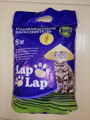 Наполнитель Lap Lap комкующийся соевый смываемый 8 литров/4кг ваниль АКЦИЯ!
