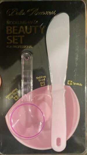 Набор для нанесения альгинатных масок (силиконовая чаша малая, лопатка средняя, мерная ложка) Beauty Set Pink 1шт