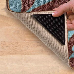 Уголки для фиксации ковров на полу силиконовые самоклеящиеся (комплект из 4 шт.)