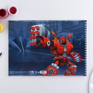 Альбом для рисования А4 на гребне, 32 листа «Роботы» (мелованный картон 200 гр бумага 100 гр)