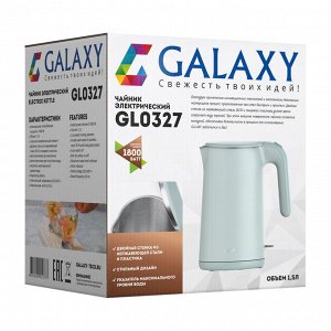 Чайник Galaxy GL 0327 небесный (1,8 кВт, 1,5л, двойн стенка, скр нагр элемент (12/уп)