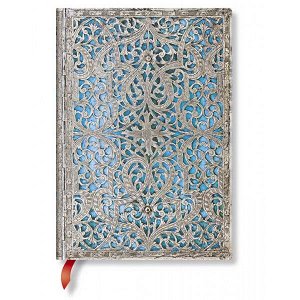 Записная книжка Paperblanks Maya Blue Silver Filigree Collection (Special Edition) Midi лин 130*180мм, 240стр PB3560-2 (1/36) арт. PB3560-2