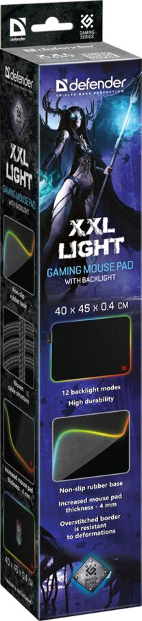 Коврик для мыши DEFENDER игровой Light XXL 450*400*4мм,подсветка