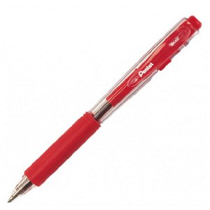 Ручка шарик "Pentel" 0.7мм автомат., 3-х гран. красный корп., синяя 1/12 арт. BK437-B