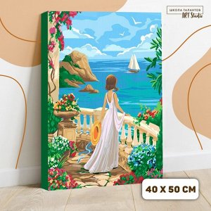 Картина по номерам на холсте с подрамником «Девушка у моря» 40х50 см