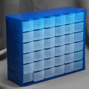 Бокс для хранения с выдвигающимися ячейками, 40 x 33 см, (1 ячейка 12 x 5,5 см), цвет синий