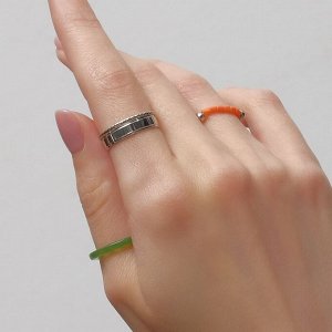 Набор кольца 4 шт. "Джипси" 1 на фалангу, бисер, цвет зелёно-оранжевый в серебре, размер 15-16
