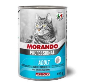 Конс. корм для кошек "Morando Professional" 400гр. ПАШТЕТ с БЕЛОЙ РЫБОЙ и КРЕВЕТКАМИ. (01262)