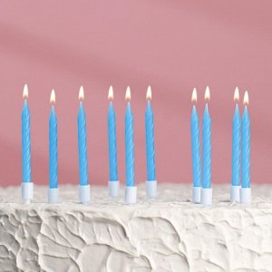 Свечи для торта "Неон", 10 шт, синие 5 см