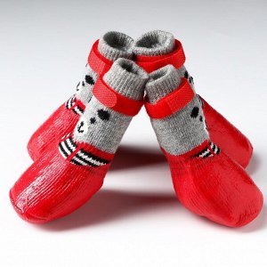 Носки с прорезиненной подошвой "Мишки", размер S (4 х 5 см), красные