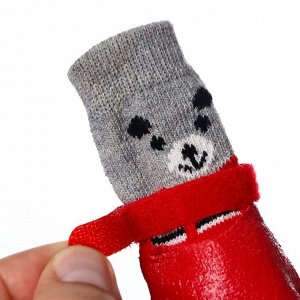 Носки с прорезиненной подошвой "Мишки", размер S (4 х 5 см), красные