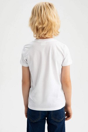 Хлопковая футболка с круглым вырезом и короткими рукавами для мальчиков