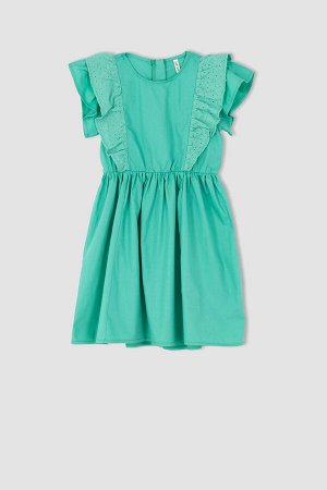 DEFACTO Поплиновое платье стандартного кроя с короткими рукавами для девочек