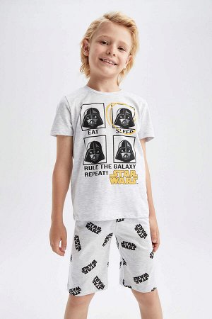 Пижамный комплект из хлопка с короткими рукавами и шортами из Звездных войн для мальчиков