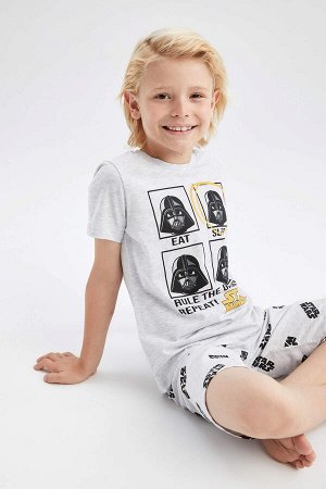 Пижамный комплект из хлопка с короткими рукавами и шортами из Звездных войн для мальчиков