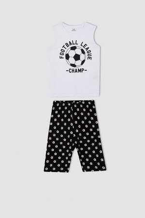DEFACTO Пижамный комплект Капри без рукавов с принтом для мальчиков