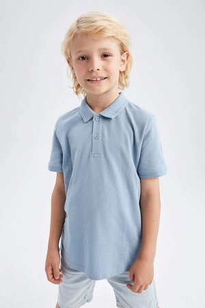 Классическая базовая футболка-поло из пике с короткими рукавами для мальчиков