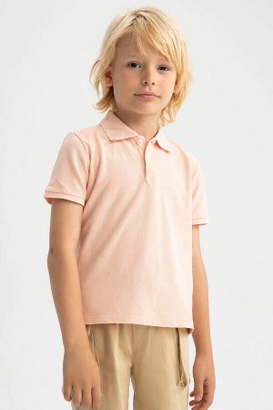 Базовая футболка с воротником поло и короткими рукавами для мальчиков