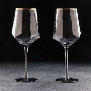 Набор бокалов для вина Magistro «Дарио», 500 мл, 7,3?25 см, 2 шт, цвет графит