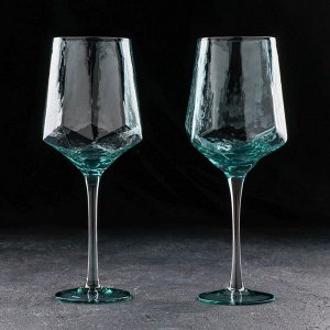 Набор бокалов для вина Magistro «Дарио», 500 мл, 7,3x25 см, 2 шт, цвет изумрудный