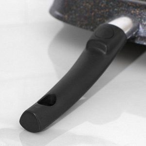 Сковорода-гриль квадратная Granit ultra, 28?28 см, съёмная ручка, стеклянная крышка, антипригарное покрытие, цвет чёрный