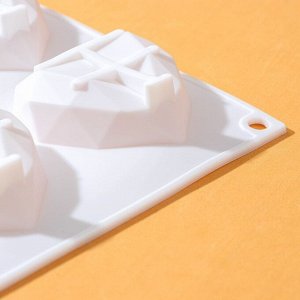 Форма для выпечки и муссовых десертов KONFINETTA «Сердце», 29x17x2 см, 8 ячеек, цвет белый