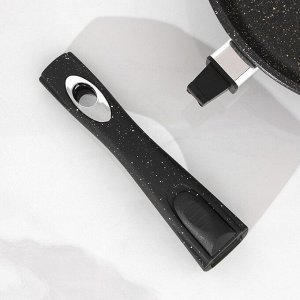 Сковорода «Гранит», d=24 см, съёмная ручка, стеклянная крышка, антипригарное покрытие, цвет чёрный