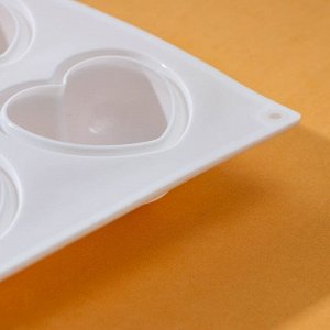 Форма для муссовых десертов и выпечки KONFINETTA «Сердца», 30x17,5x3 см, 8 ячеек, ячейка 6,2x6 см, цвет белый