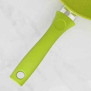 Сковорода Trendy style, d=24 см, пластиковая ручка, антипригарное покрытие, цвет зелёный
