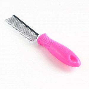 Расчёска "Комфорт" с зубьями разной длины, нескользящая ручка, розовая, 21,5 х 3 см